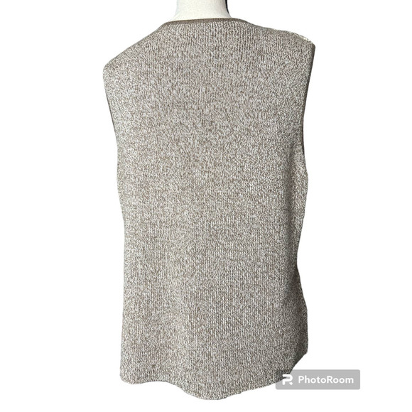 Susan Bristol Women's Fair Isle Vest Size L in Brown Beige Wool Silk Blend - Picture 4 of 7